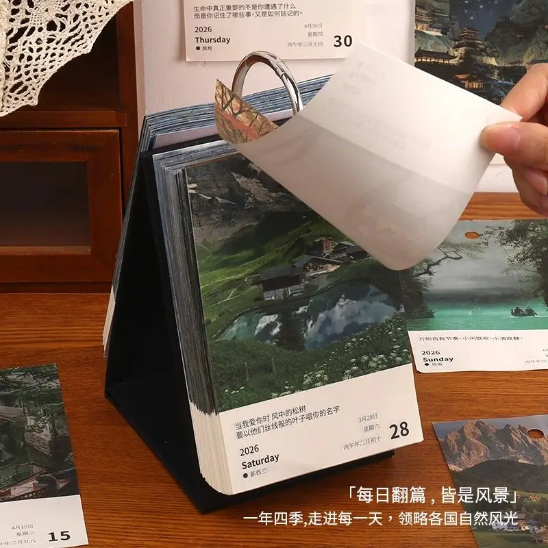Calendario da viaggio 2026 Una pagina al giorno Confezione regalo strappabile a mano con punzonatura Finalmente abbiamo camminare nella natura selvaggia