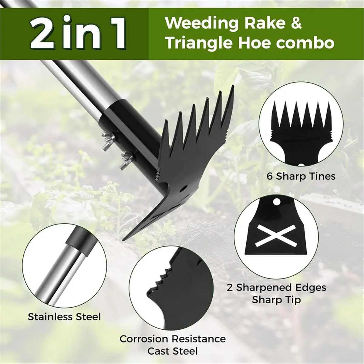 update. Stand Up Weeder Puller Tool Set with Dual Head Adjustable Metal Long Handle for Garden Lawn Yard with Work Gloves