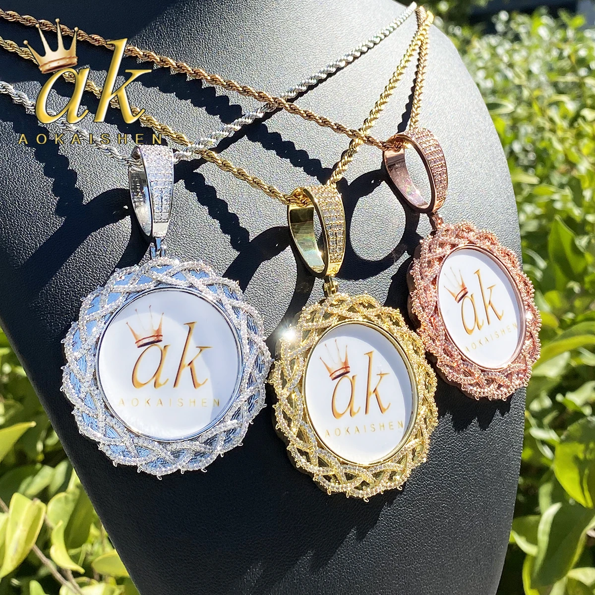 

Aokaishen Iced Out Wire Barbered индивидуальное фото ожерелье кулон для мужчин настоящее позолоченное ювелирное изделие в стиле хип-хоп класса 5А