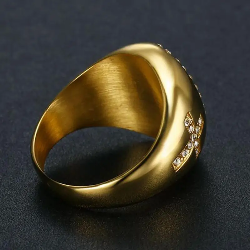 Gold Plated Rings For Men Gold 18K Plated Rings Titanium Steel Hiphop Rings For Friends Father Family Members Adults Men Women