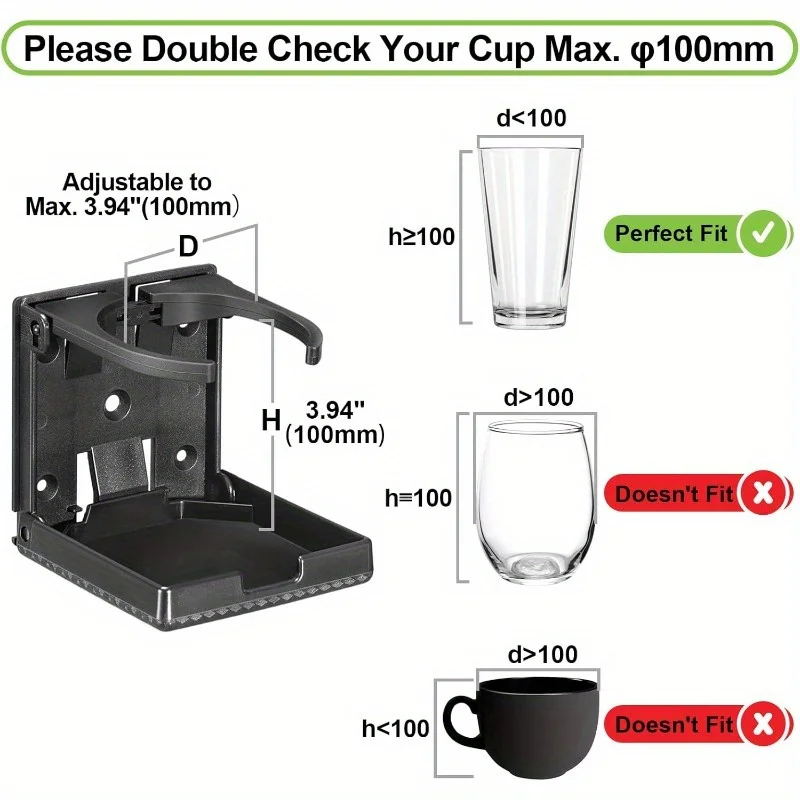 2pcs/set Car cup holder! Suitable for most sizes of cups,water bottles, beverages - Adjustable folding wall car table cup holder