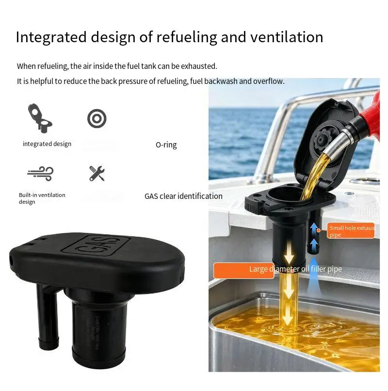 Heavy-calibre Marine Yacht Flip-top Fuel Filler Integrated Gas Vent Nylon Fuel Tank Assembly Components Deck Filling Port