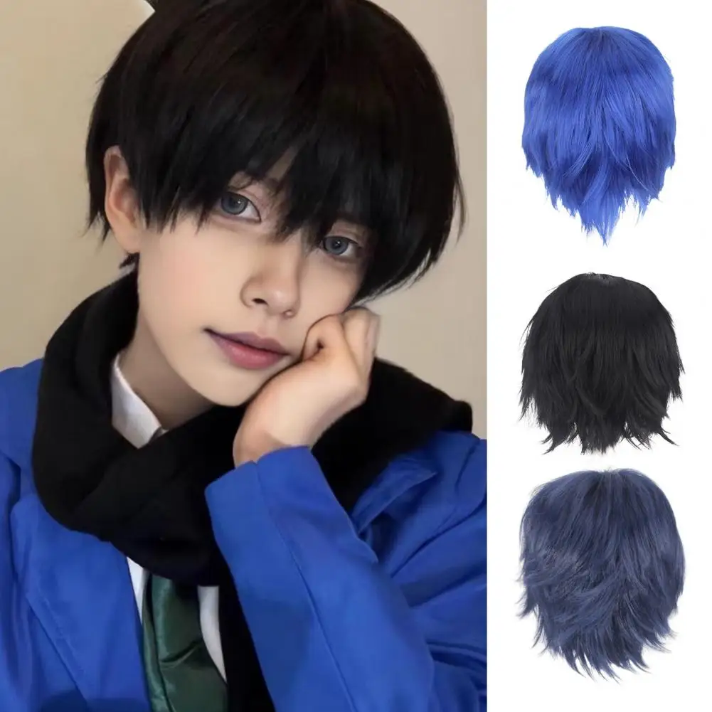 

Короткий прямой парик для косплея с челкой, унисекс, натуральный вид, шелковистый, термостойкий, разноцветный, для Хэллоуина, Рождества, вечеринок, синтетический