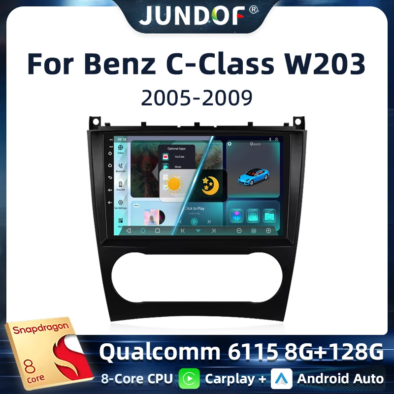 

For Benz C Class W203 2005 - 2009 C200 C230 C240 C320 C350 2K QLED Android 13 Car Radio Multimedia Video Player GPS CarPlay