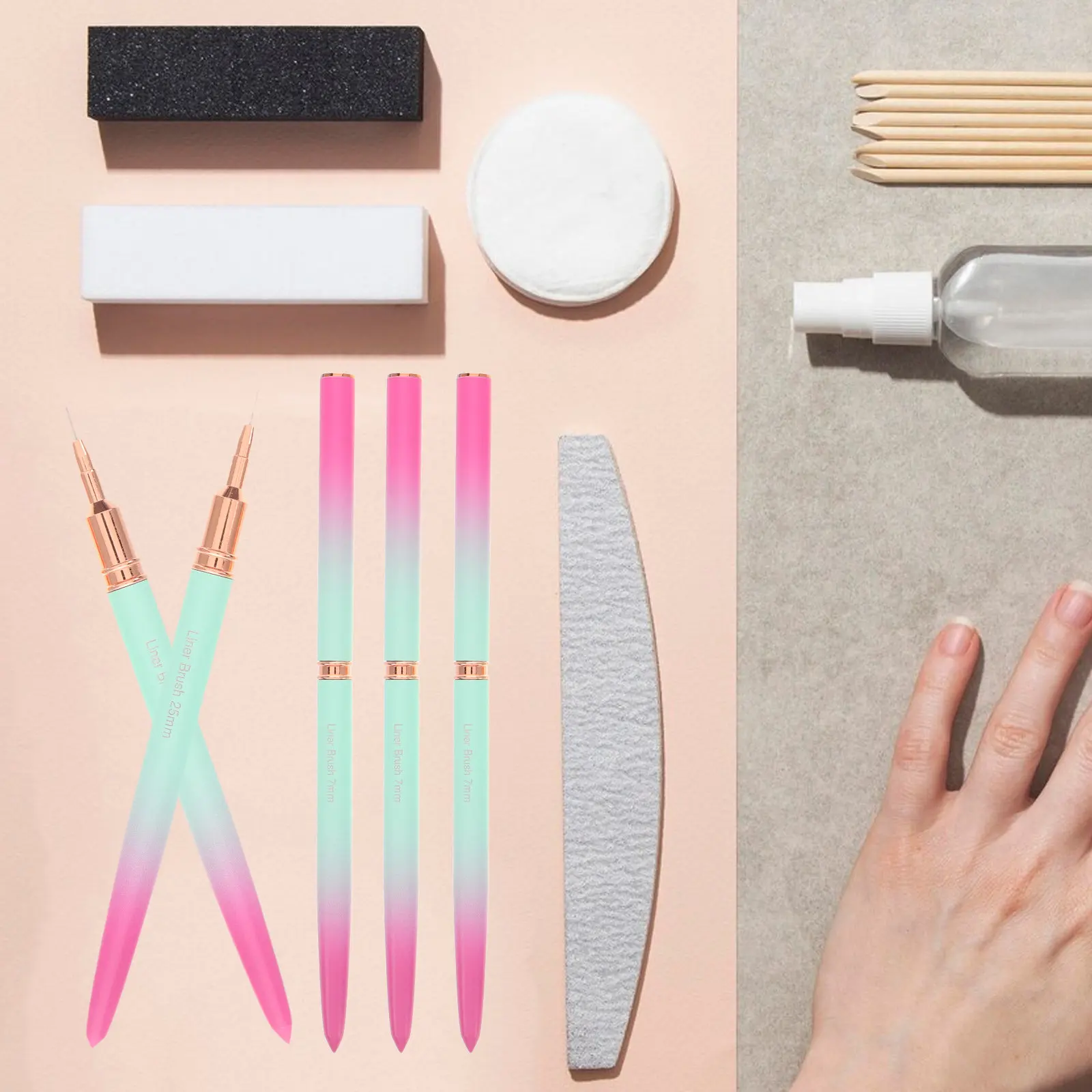 

5Pcs Professional Nail Art Liner Brushes Gradient Metallic Aluminum Fine Tip for Intricate Nail Striping Gel Polish Detail