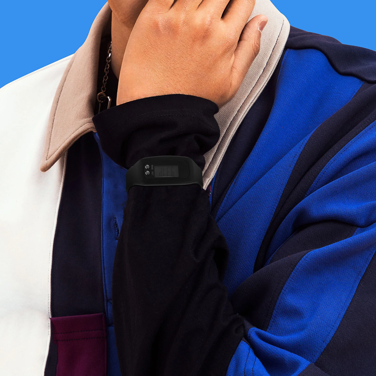 

1pc Pedometer Bracelet Watch Multifunctional Sports Fitness Tracker Calories Mileage Time Monitor For Men Women Black