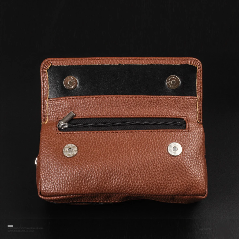 Stylish Compact Size Leather Tobacco Pouch Case With 2 Pipe Holder Pocket Multi-purpose Easy-to-