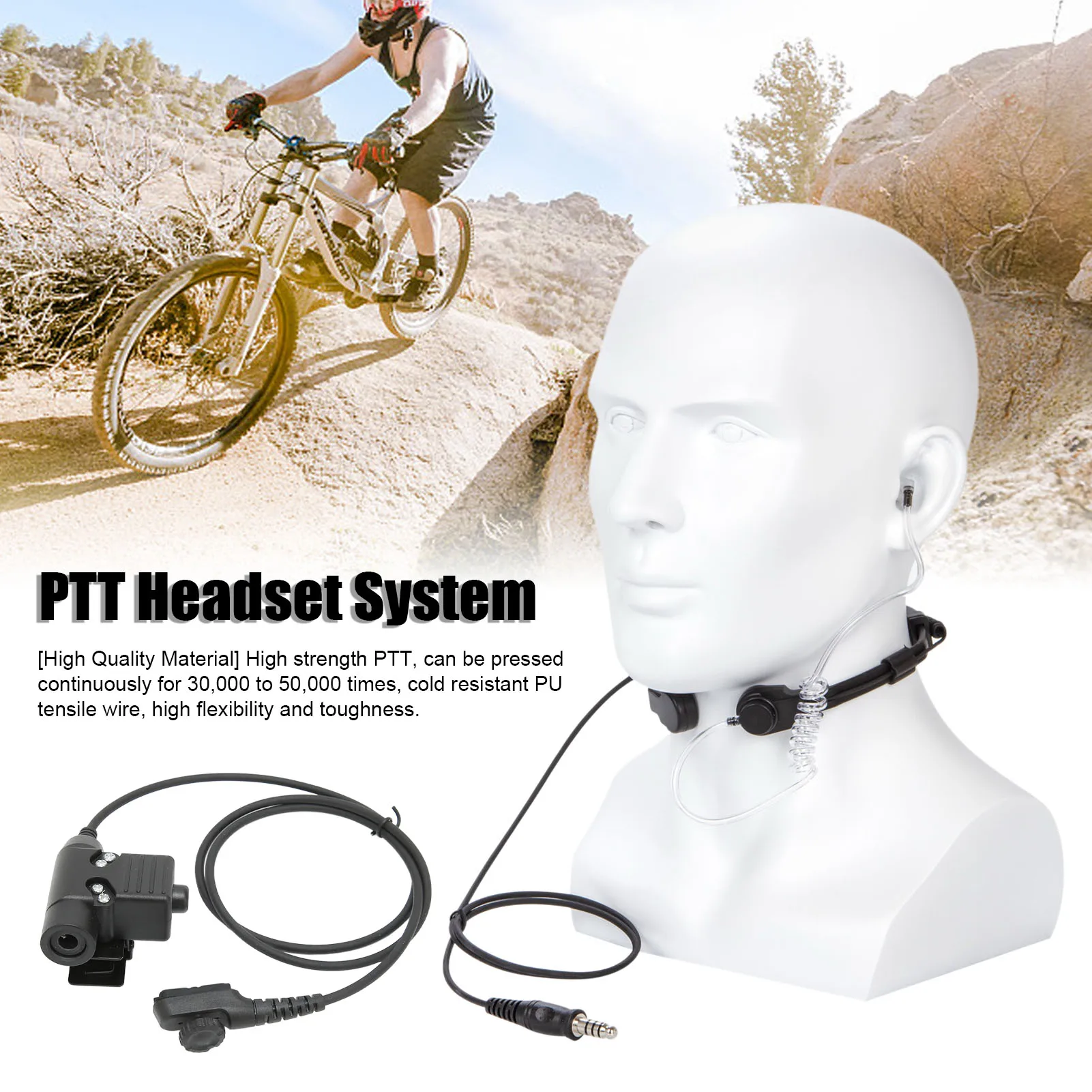 U94 PTT Headset System 7.1mm Plug Telescopic 2 Way Radio Earpiece with Adapter for PD‑780 PD‑785 PD‑788 PD‑780G PD‑785G