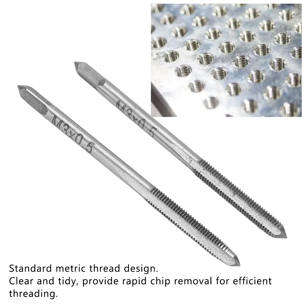 2PCS M3 x 0.5mm / M4 x 0.7mm / M5 x 0.8mm Metric Tap Metric Thread High Speed Steel Straight Flute Tap Thread Tap