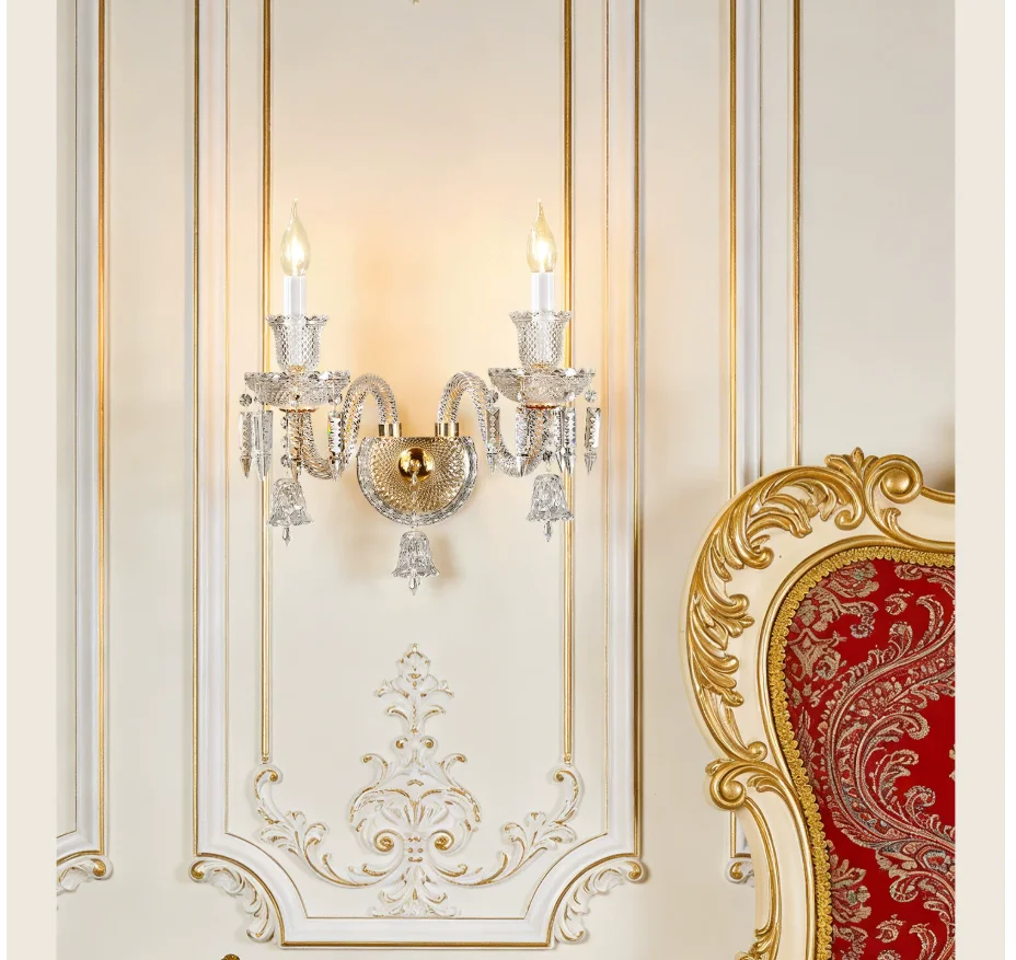 Modern Golden Clear Color Crystal Wall Sconces Home Bedroom Wall Lamp Crystal Sconce LED K9 Crystal Wall Lamp AC 100% Guaranteed