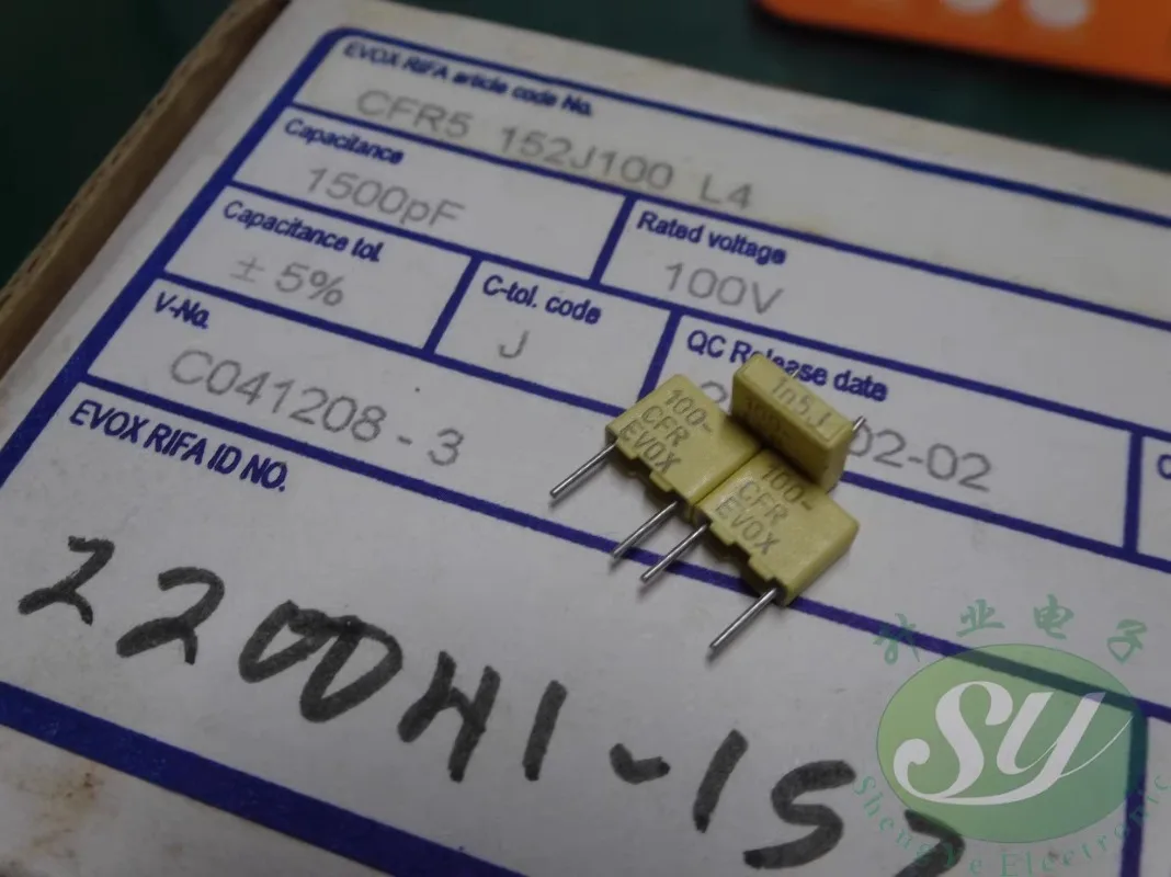 50 peças evox cfr5 0.0015uf/100v 1500pf 1n5 1.5nf 152 novo capacitor de filme 5mm
