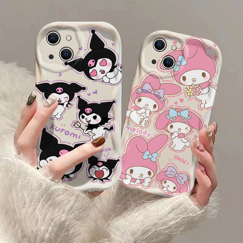 

Kuromi My Melody Pacha dog 3D Wave Case For iPhone 15 14 13 12 11 Pro Max Mini X XR XSMAX 8 7 6S Plus Soft Silicone Cover