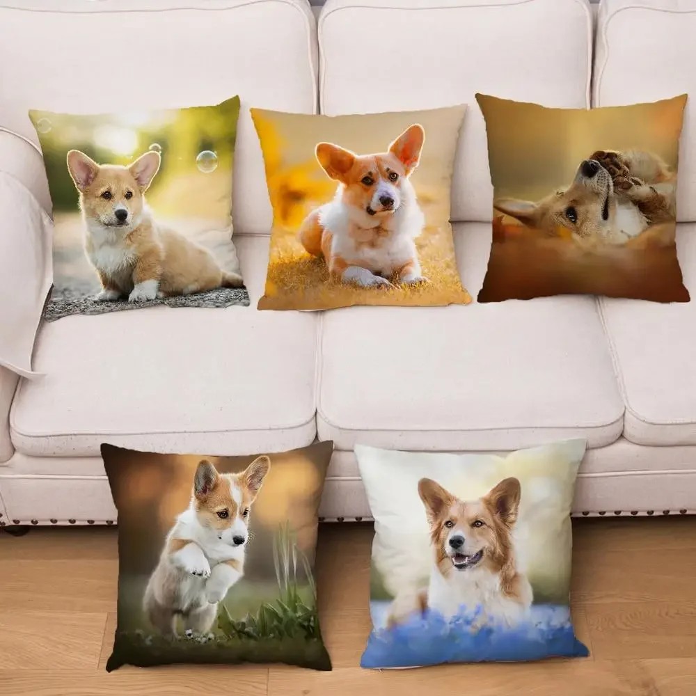 Cute Welsh Corgi Pembroke Dog Pillow Case Cm Cushion Cover Polyester Decorative Pet Animal   Car Sofa Home