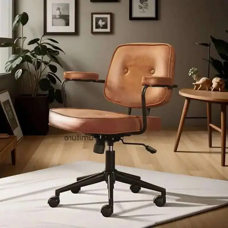 

Эргономичный подъемный стул со спинкой на талии, домашний стул для учебы, ретро компьютерный стул, вращающееся офисное мягкое сиденье, можно наклонуть