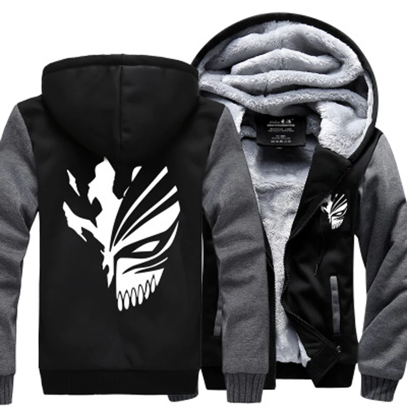 Sudaderas con capucha de Anime Bleach para hombre, sudaderas gruesas de lana Kurosaki Ichigo, moda hip hop, Sudadera con capucha con cremallera para fanáticos, invierno 2023