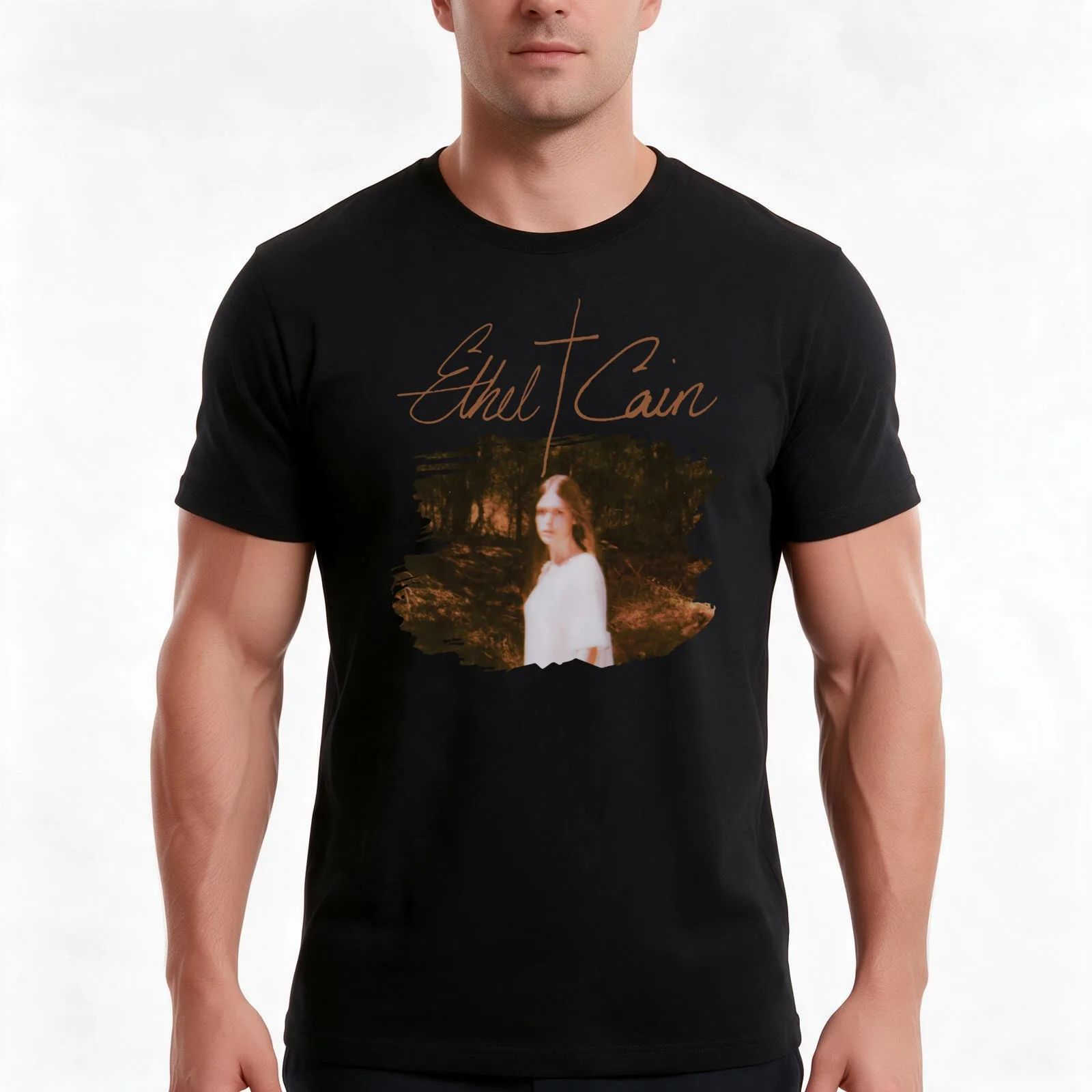 Ethel Cain Photo With Text v2 T-Shirt, Summer Casual Cotton Tee, Oversized Streetwear Tops, Vintage Graphic Print, 100% Cotton
