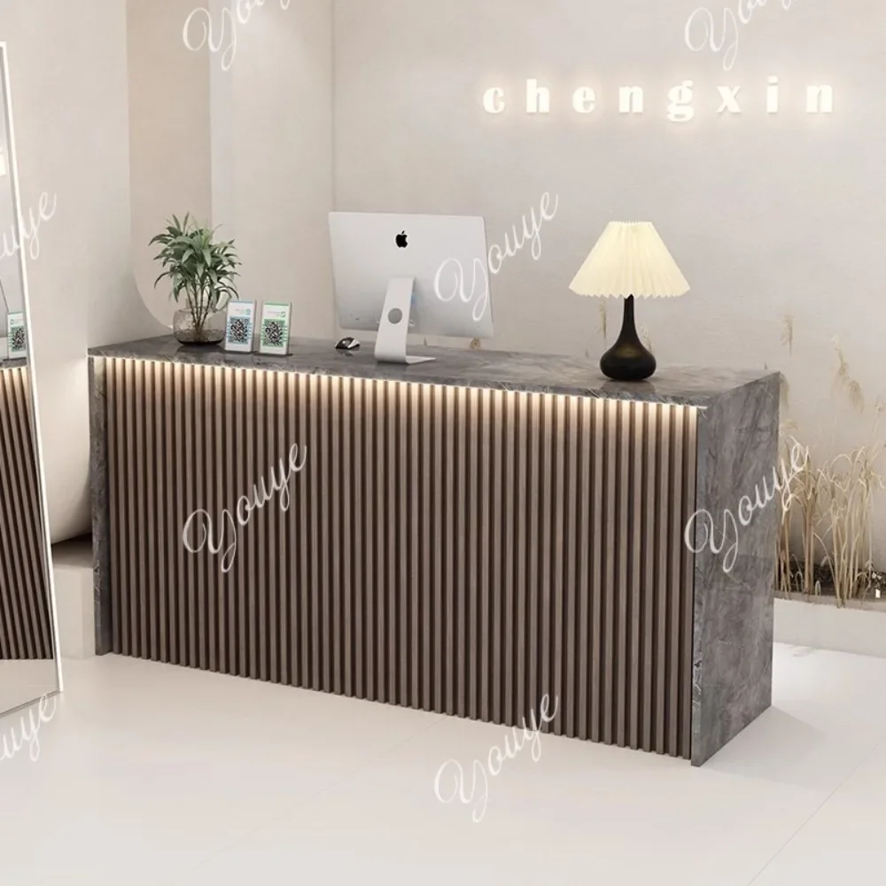 Q مكاتب الاستقبال التخزينية الجمالية الحديثة مكتب التجميل صالون الشعر مكتب الاستقبال مكافحة الأثاث التجاري الفاخر #5