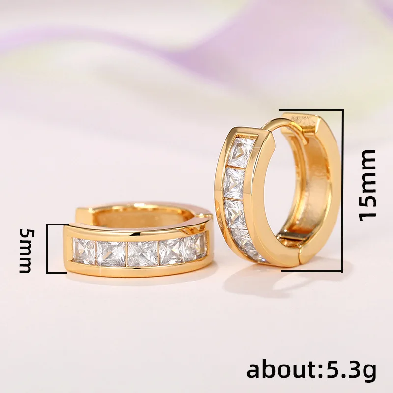 Huitan Trendy Hoop Earrings for Women Silver Color/Gold Color Sparkling Cubic Zirconia Circle Earrings Daily Elegant Accessories
