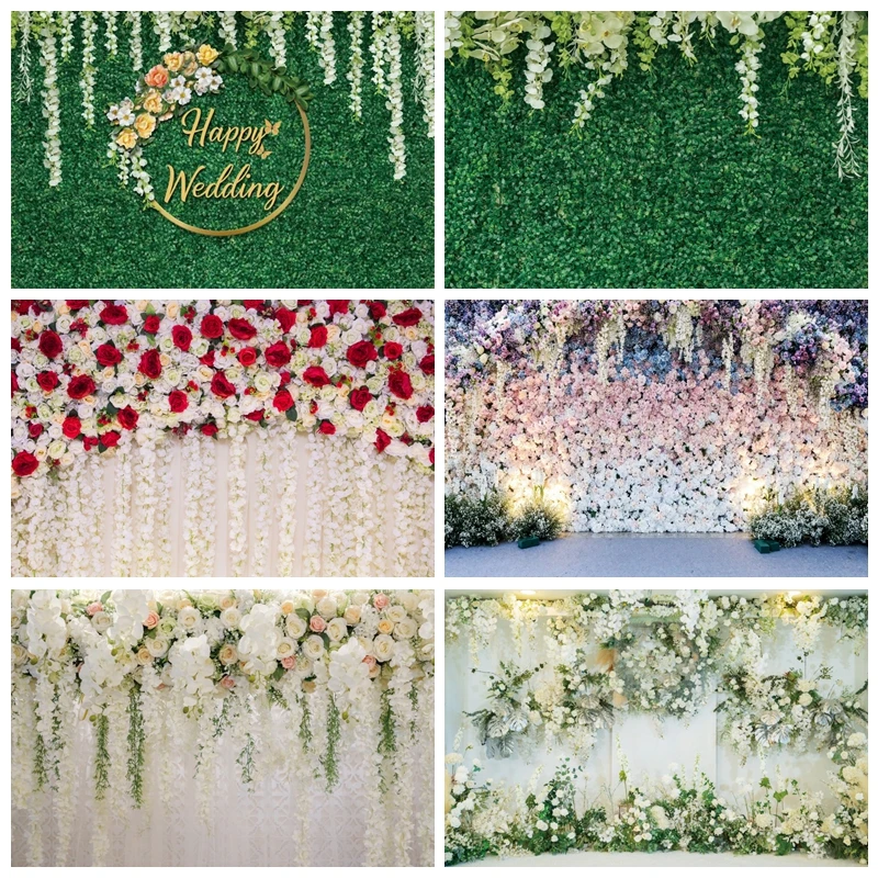 

Wedding Scenes Floral Photography Backdrop Bridal Shower Ceremony Baby Birthday Party Background Decor for Photo Studio Props