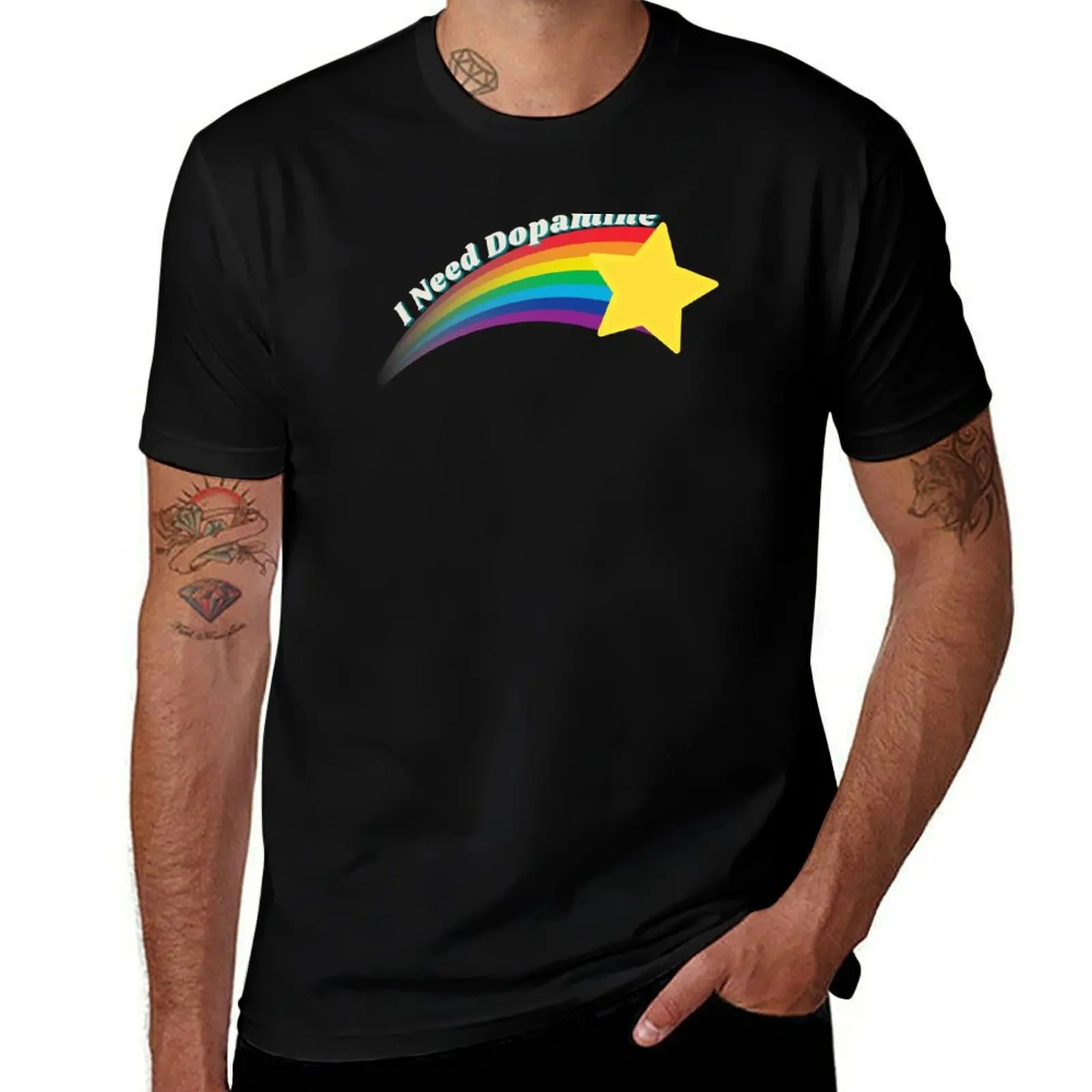 ADHD Artwork, I Need Dopamine T-Shirt Plus Size Gym Sports T-Shirt