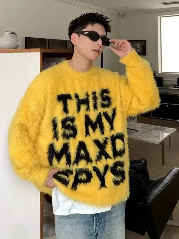 

Модный вязаный свитер, мужской новый круглый свитер Ne, повседневный ленивый сле, высококачественный трикотаж на осень-зиму с цветочной вышивкой