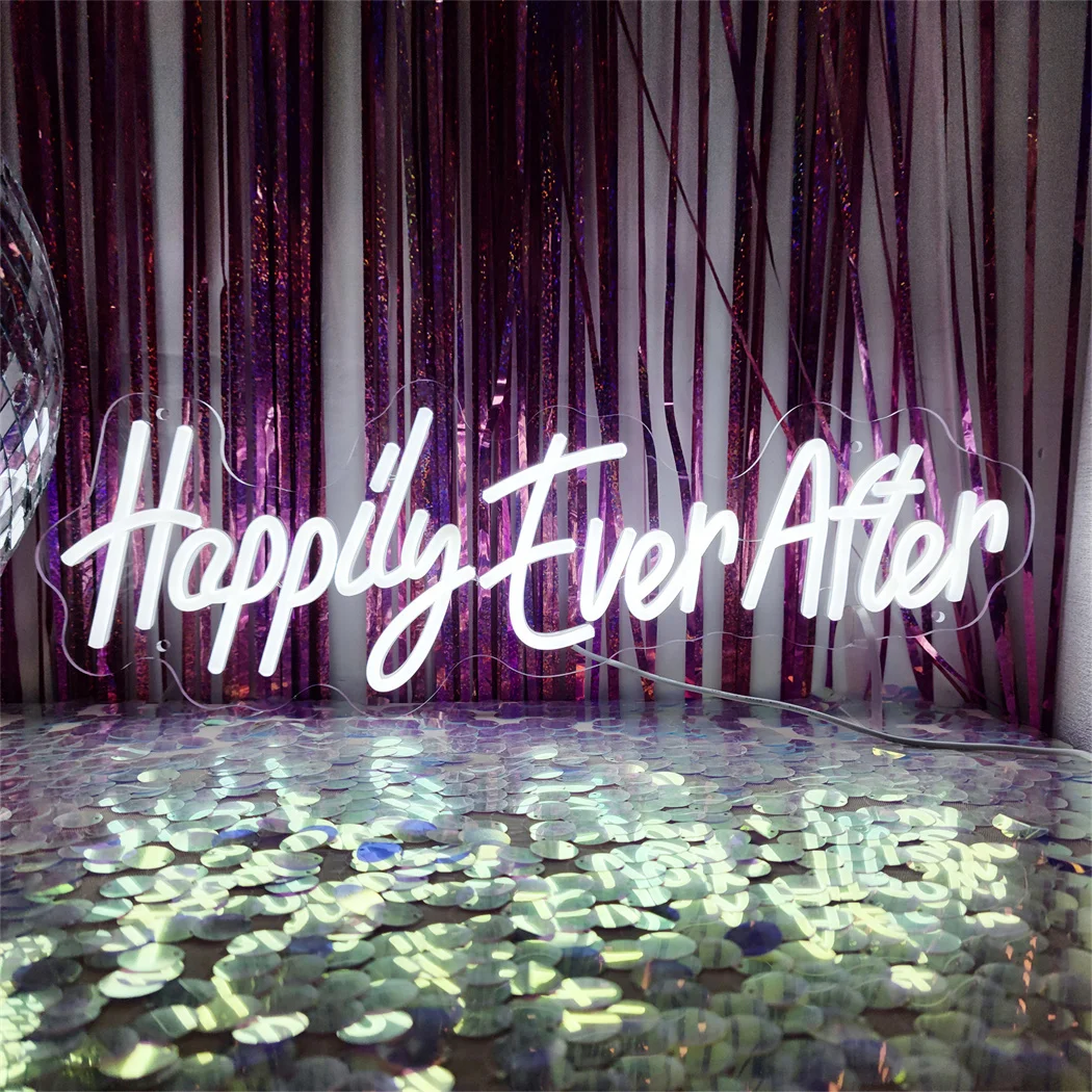 

Happy Ever After LED Neon Sign USB Powered Wall Decor for Weddings Home Parties Better Together Mrs Mr Wedding Neon Light Sign