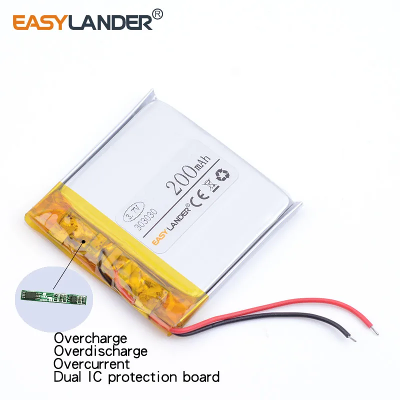 10ชิ้น/ล็อต 303030   200mAh 3.7V แบตเตอรี่ลิเธียม Li-Ion Li Polymer สําหรับ MP3 ชุดหูฟังบลูทูธ 3D แว่นตาสมาร์ทนาฬิกา