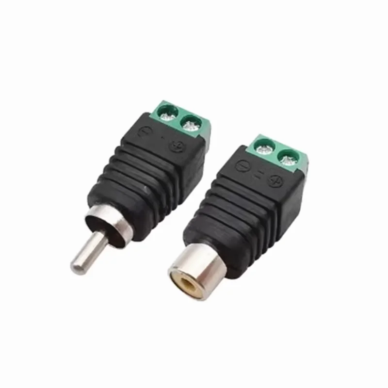 2PCS AV Plug RCA Lotus Head Press Terminal Monitoring Accessories RCA Welding-free Audio Connector Audio Male and Female