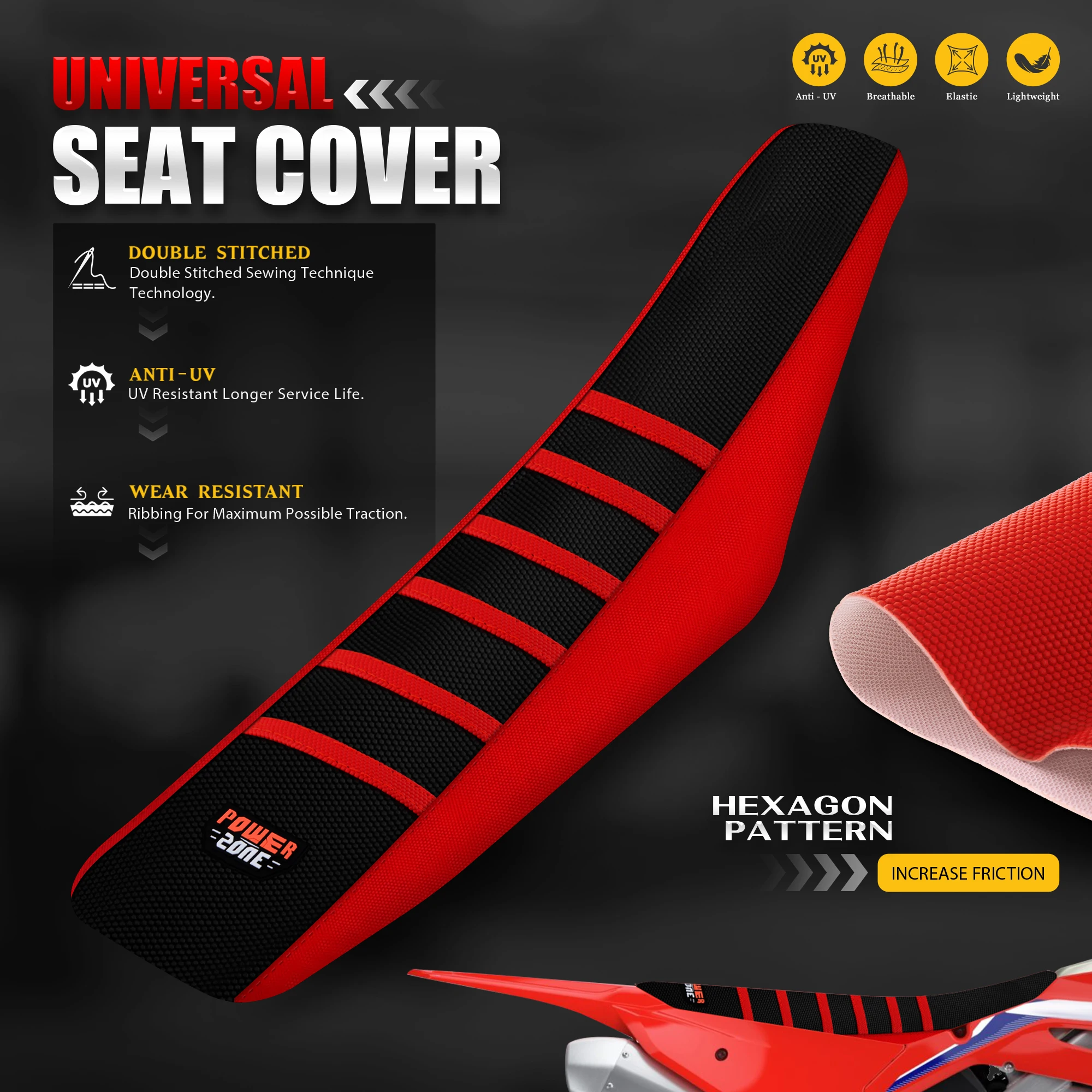 SPACE Ribbed Motorcycle Dirt Bike Seat Cover For Honda KTM Yamaha Suzuki Kawasaki Waterproof Non-slip Accessories