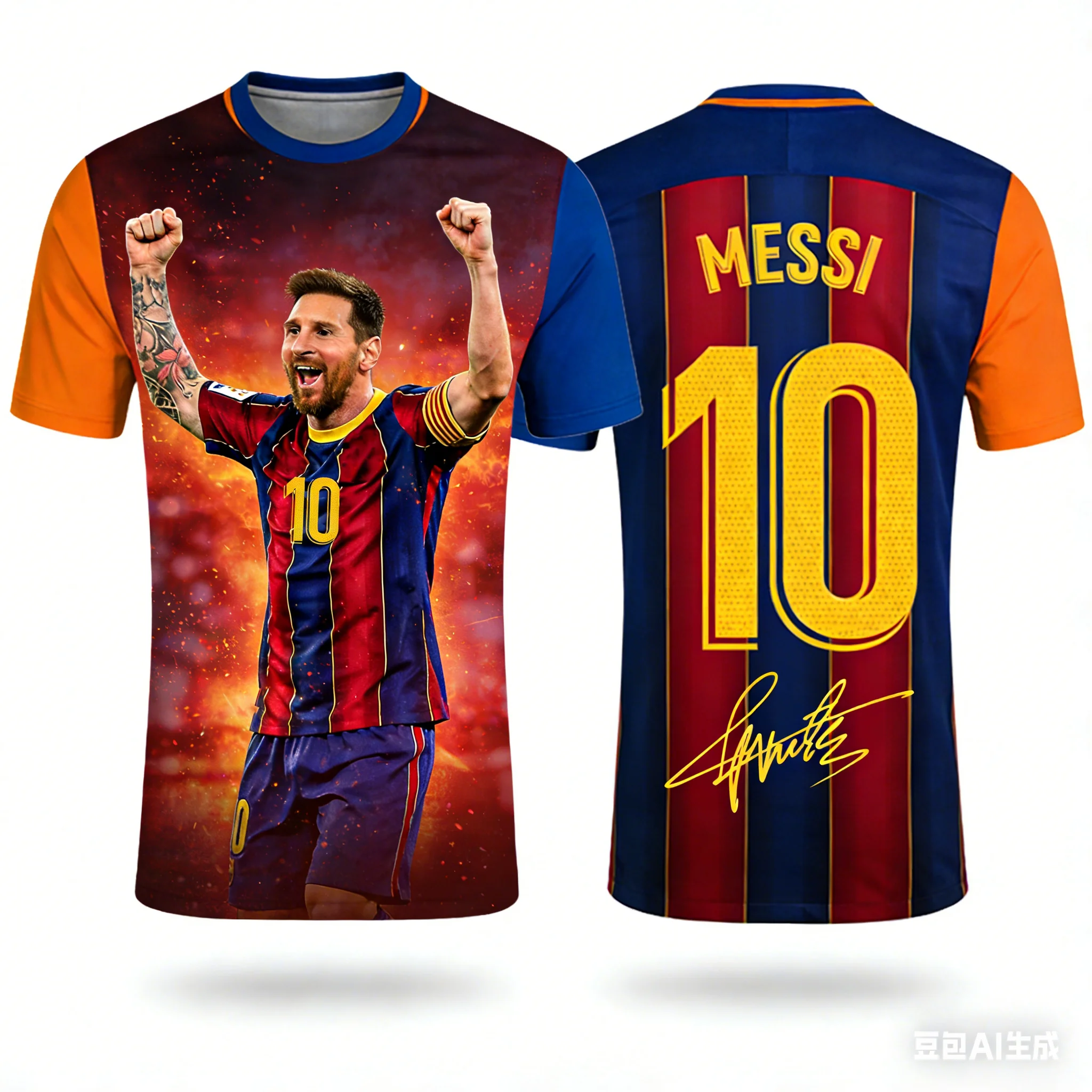 LIMITED EDITION MESSI COMMEMORATIVE JERSEY FOR MEN WITH BOLD FOOTBALL SUPERSTAR PRINT AND COOL BREATHABLE OUTDOOR SPORTSWEAR