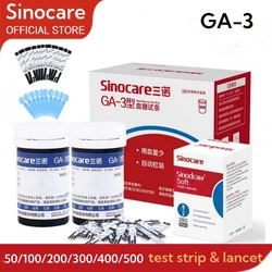 [50/100/200/300/400/500 piezas] Tiras y lancetas reactivas de glucosa en sangre Sannuo Sinocare para glucómetro GA-3 (sin monitor)