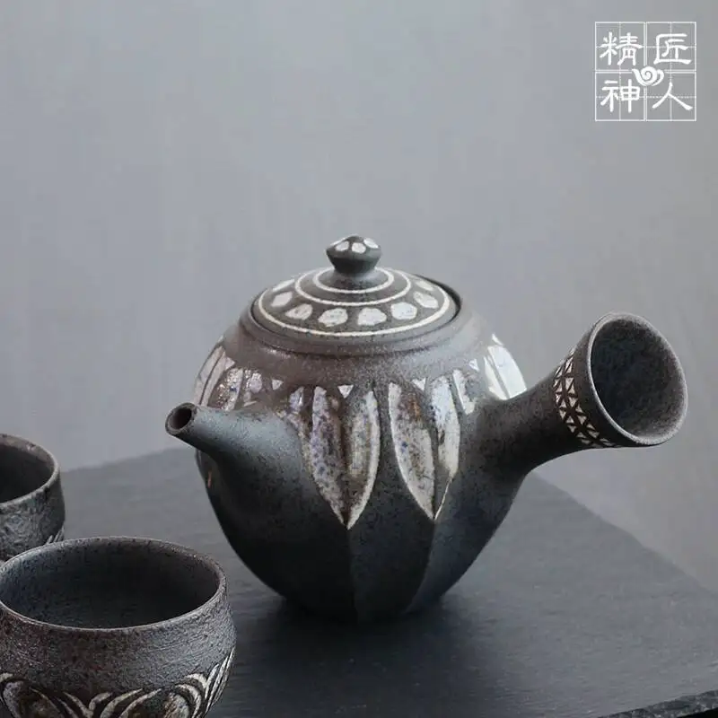 In-Stock Japanese Imported Artisan Handcrafted Side-Handle Teapot, Vintage Pottery Pot, Takahashi Naoto, Rustic And Unique Tea