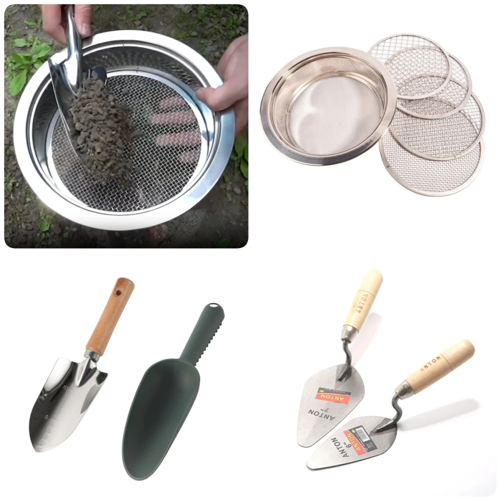 Gardening Soil Sieves Mesh and Shovel 1/3/6/9/12mm Mesh Hole Soil Stone Filtration for Bonsai Potting Soil Filtering and Remove