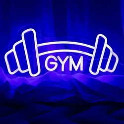 Barbell Gym Neon Sign Blue Dumbbell Shaped Neon Lights Sign for Fitness Club Decor as Gift for Teens Kids Sports Room Home Decor