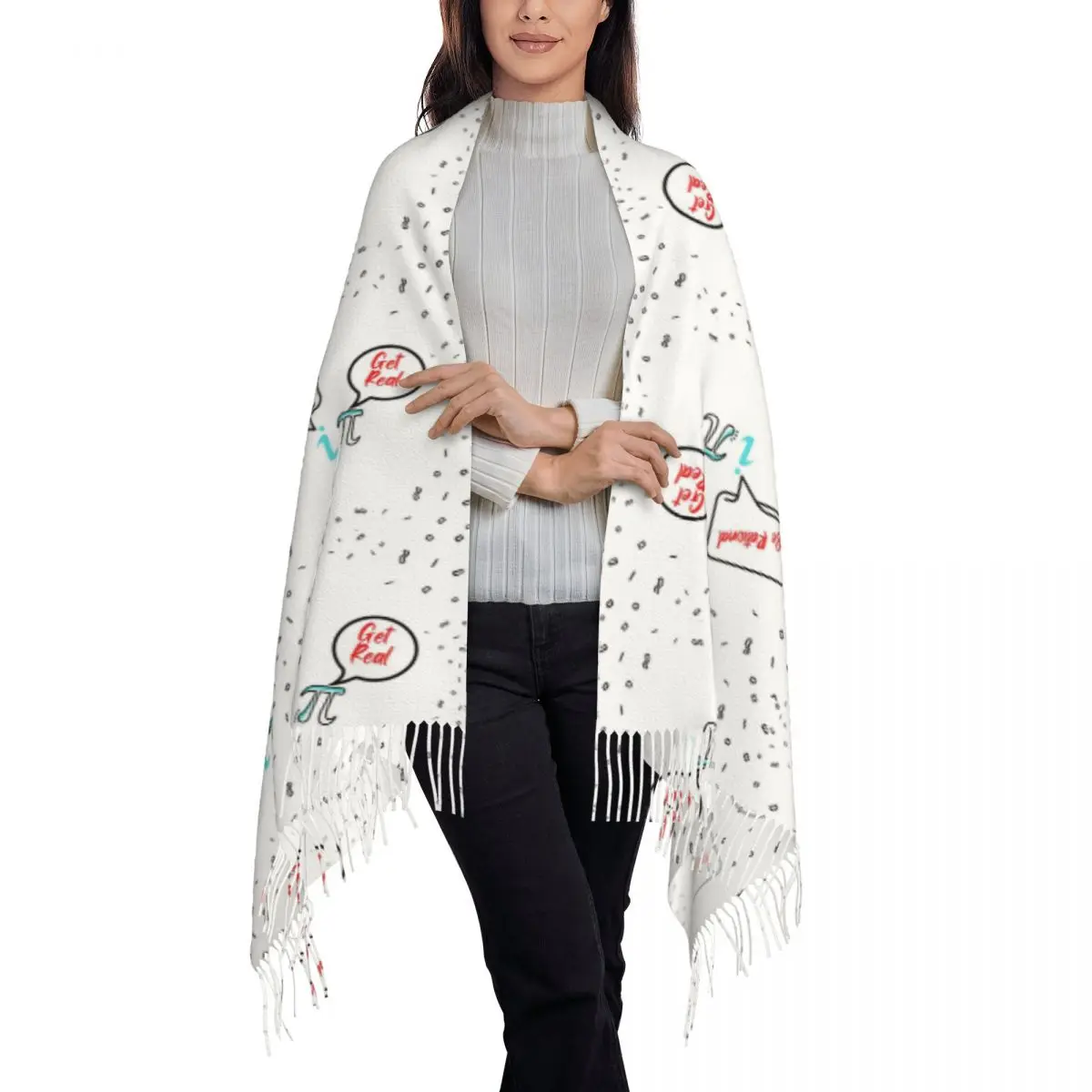 Be Rational Get Real Imaginary Math Pi Scarf Tassel Scarves Women Soft Warm Shawls and Wraps Large Fall Winter Shawl Wrap