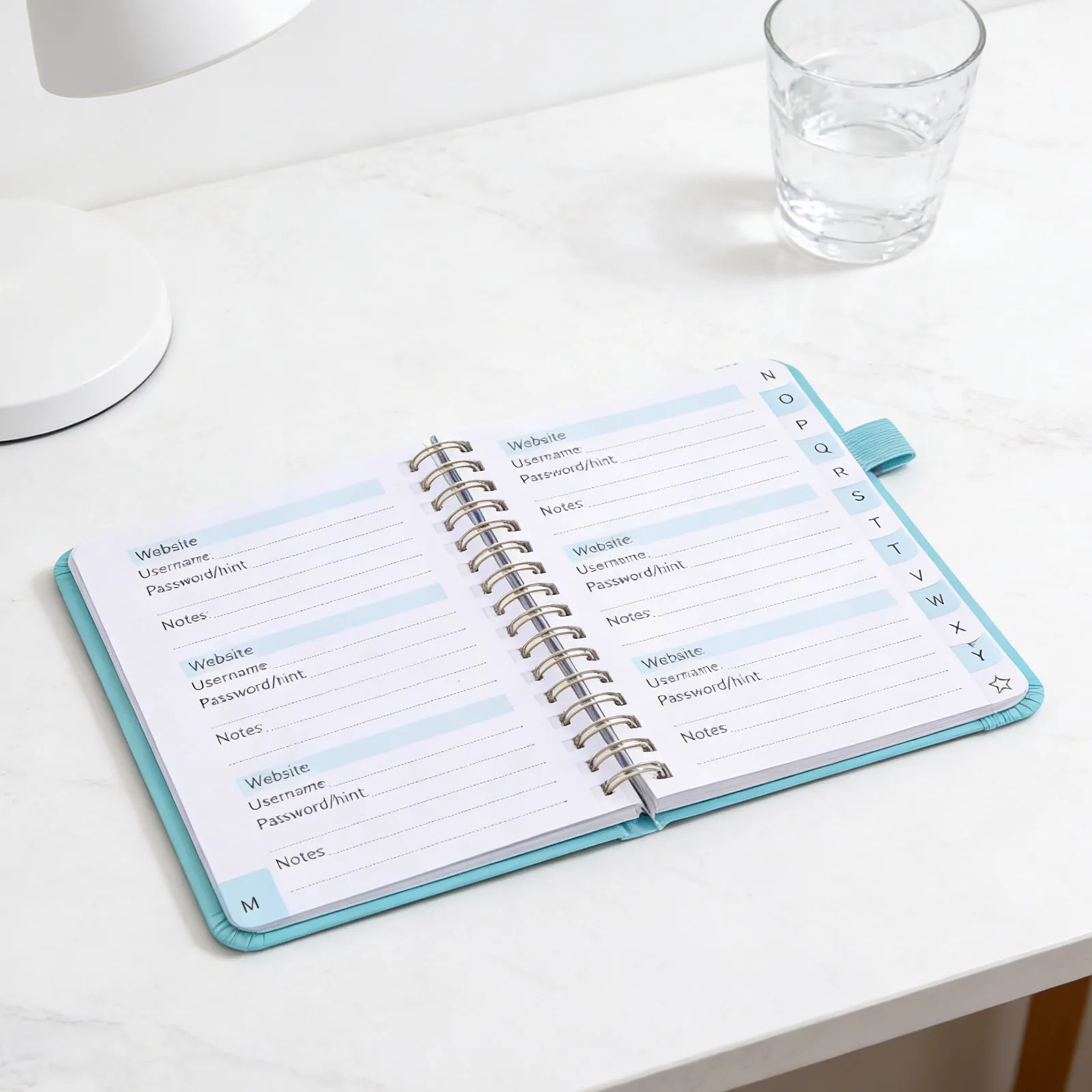 

Блокнот-органайзер для паролей с разделителями в виде букв алфавита, 5,7x4,7 дюйма, на спирали, портативный мини-блокнот для паролей, для входа в сайты, электронных почт, логинов