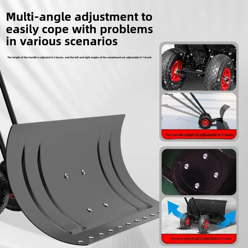 Snow Clearing Machine with Large Snow Shovel Blade and Push Handle, Outdoor Snow Removal Tool