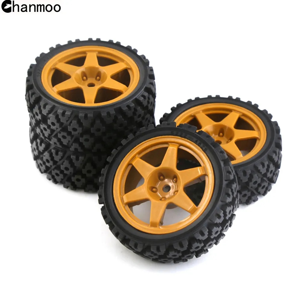 1/10 RC Racing Car Wheels Rally Tyre On Road Tires 12mm Hex for 1:10 RC Car Tamiya XV01 XV02 TA06 TT01 TT02 PTG2 144001 A959 HPI