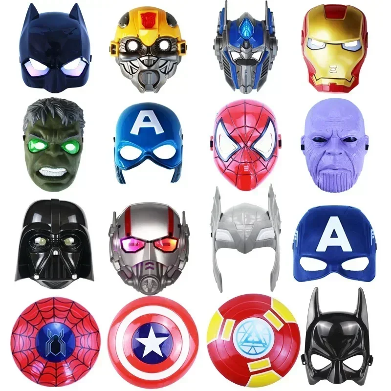 One Piece Marvel Spiderman Masks Hulk Iron Man Captain America  Figure Led Light Collection Decoration Cosplay Model Toys Gifts