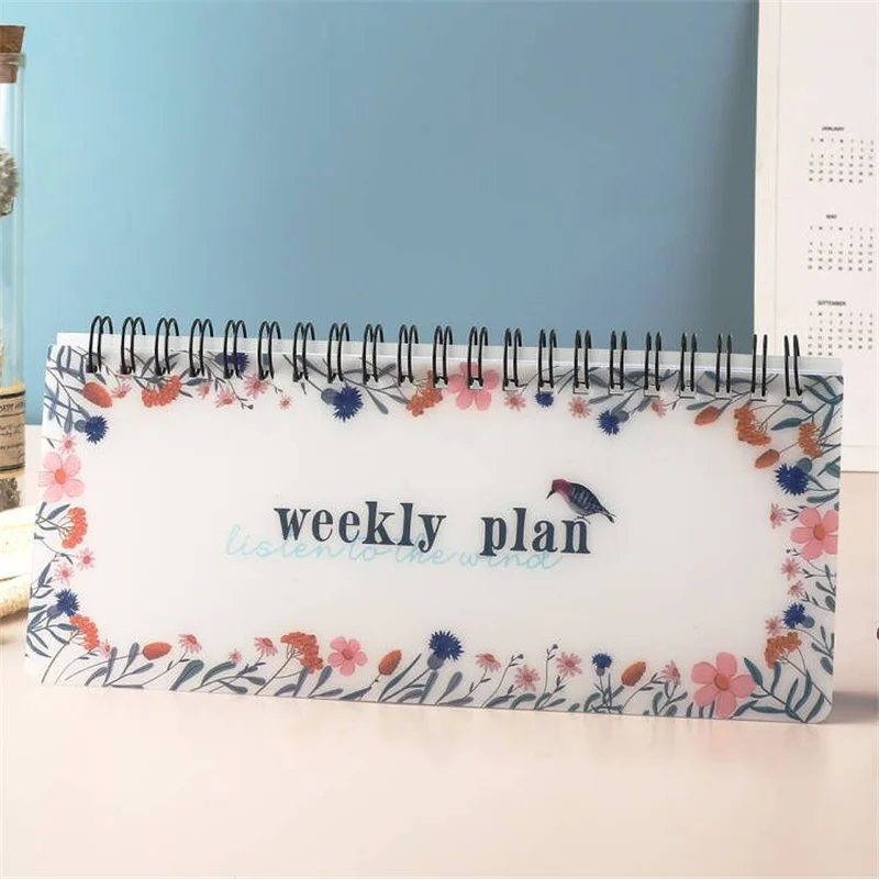 50 Sheets Weekly Planner Fresh Garland Moon Butterfly Pvc Waterproof Cover Daily Schedule Student Diary Notebook Desk Calendar