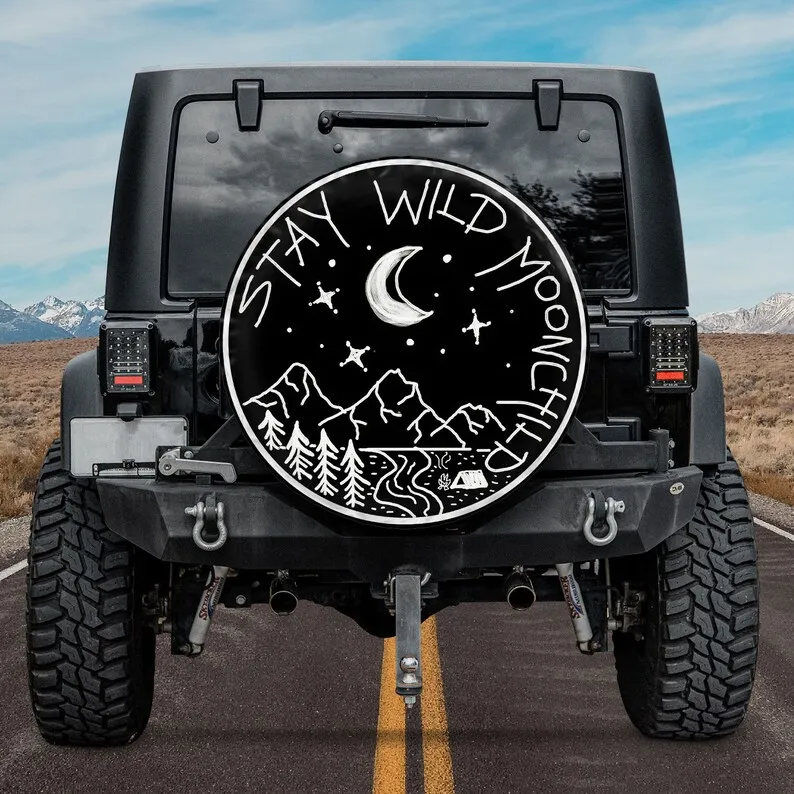 Stay Wild Moon Child Spare Tire Cover Camper, Gift For Father, Camper Truck, Personalized Spare Tire Cover, Gift For Car Lover