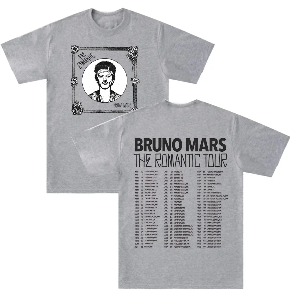 The Romantic Tour Tee Bruno Mars New Date Tour 2026 T Shirts Y2K Aesthetic Streetwear Fashion Unisex Casual Comfort Tops