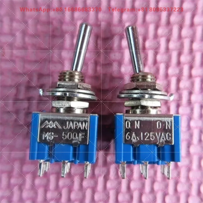 6A 6-Pin 2-Gear Dual Blade Toggle Switch MS-500F with 6mm Locking Hole for Industrial Control Use