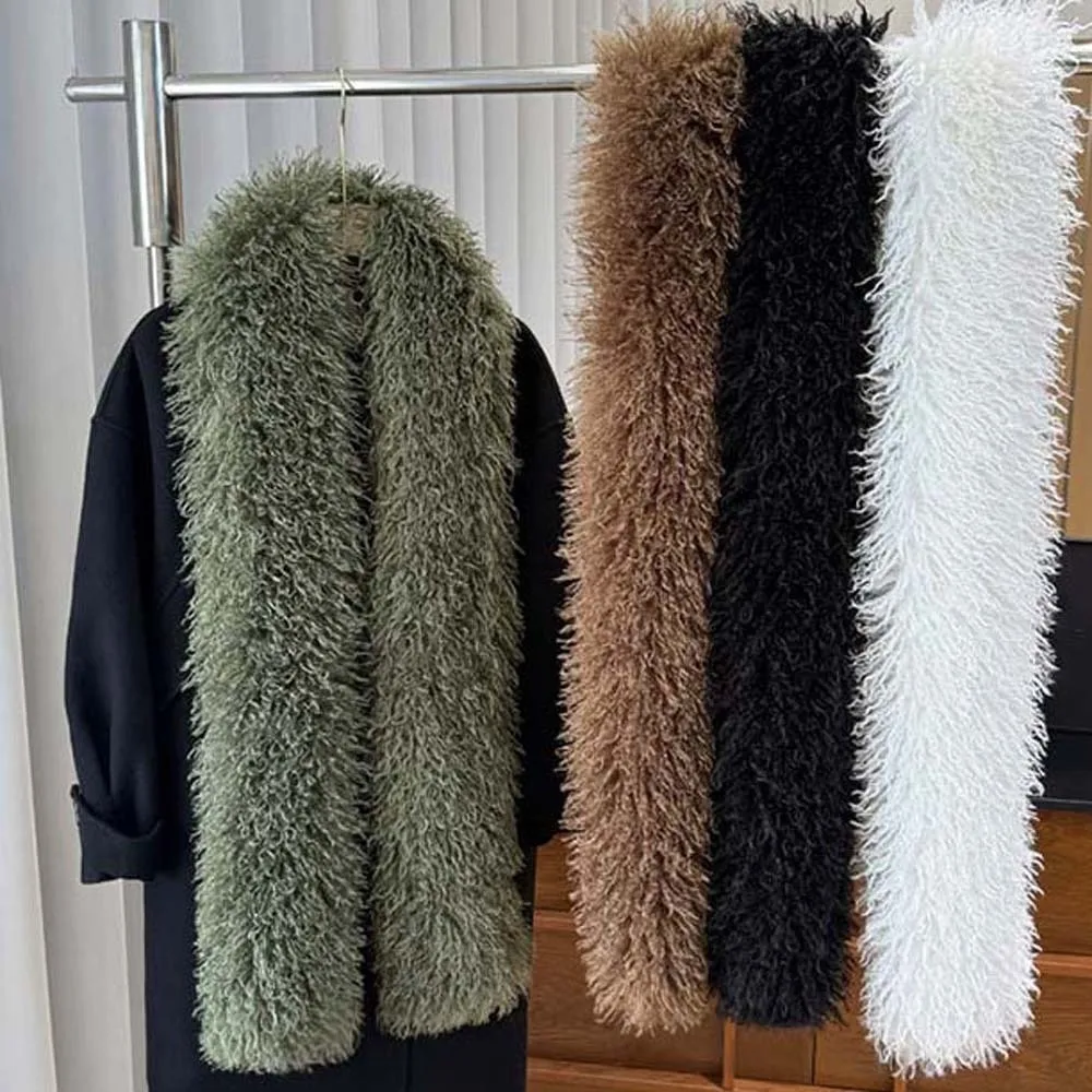 Shaggy Warm Stole Thick Faux Fur Scarf Soft Multi Color Long Plush Muffler Double Sided Lightweight Curly Fur Wrap Evening Party