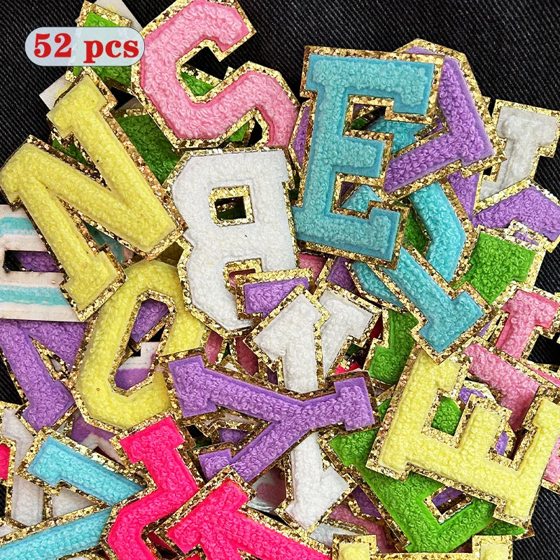 Wholesale Patches 52 pcs Letters 6.5cm A-Z Varsity Chenille Patches for decoration Iron On Letters