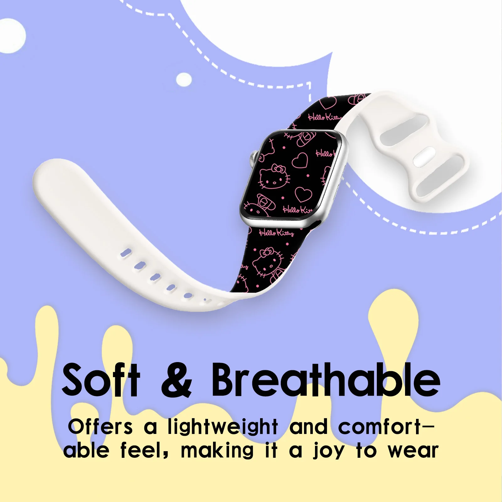 حزام مطبوع من سلسلة سانريو الصغيرة لساعة أبل 11 10 9 8 SE سوار من السيليكون قابل للاستبدال لساعة iWatch 46 مللي متر 42 مللي متر 41 مللي متر 40 مللي متر #3