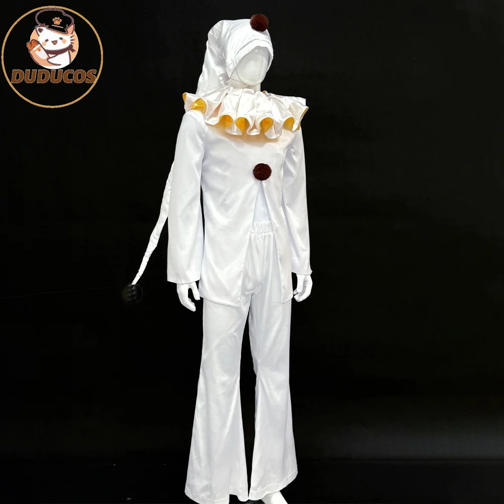 DUDU-R The Freak Circus White Pierrot Clown Cosplay Costume Halloween