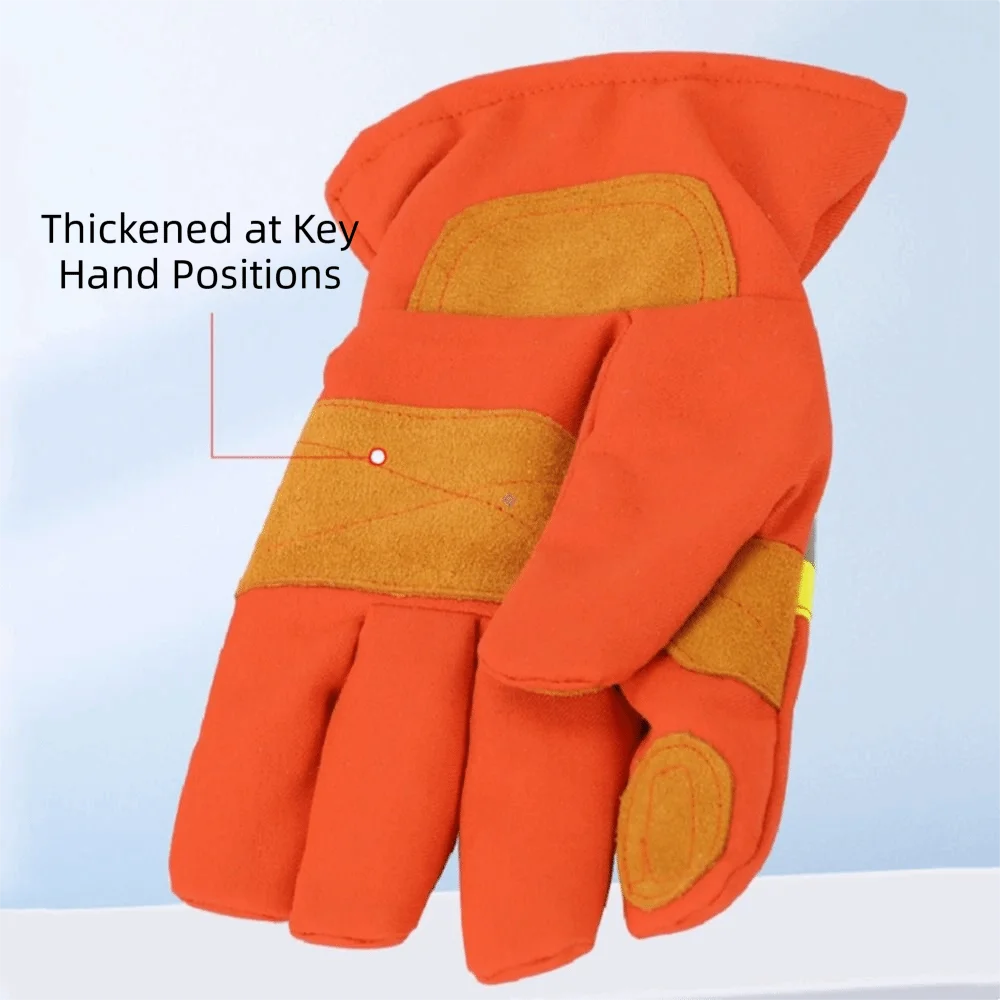 

Утолщенные термостойкие оранжевые перчатки для пожарных с отражающим ремешком, износостойкие