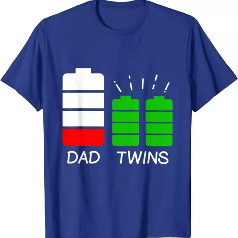 

Забавная забавная футболка «Утомленный папа близнецов» с низким зарядом от батареи