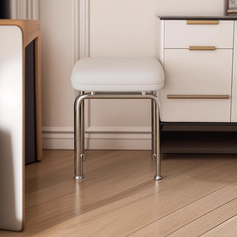 Leather Vanity Stool with cream style,High-Resilience sponge makeup seats,Durable Nail Chair,High-Weight Capacity Seat for room